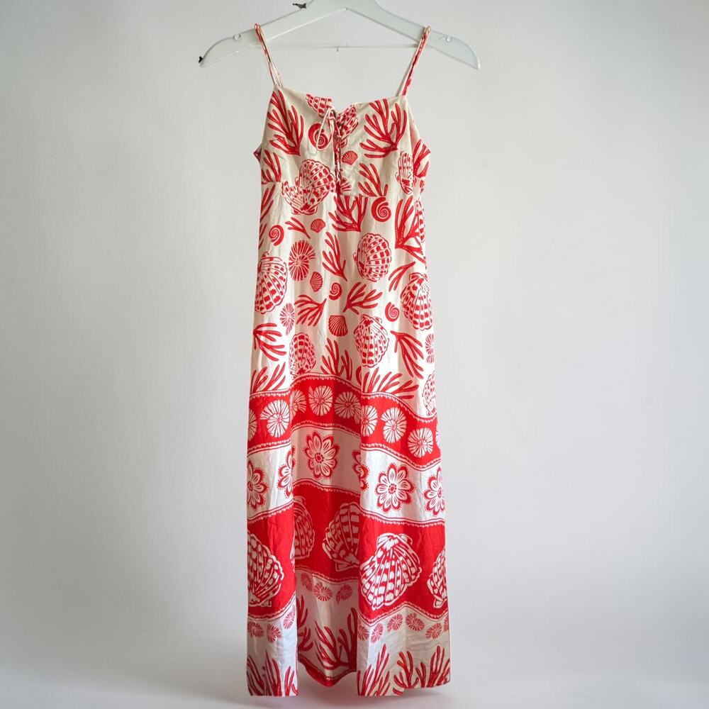 Calypso St. Barth Shell Print Linen Blend Maxi dress Size Small NWT